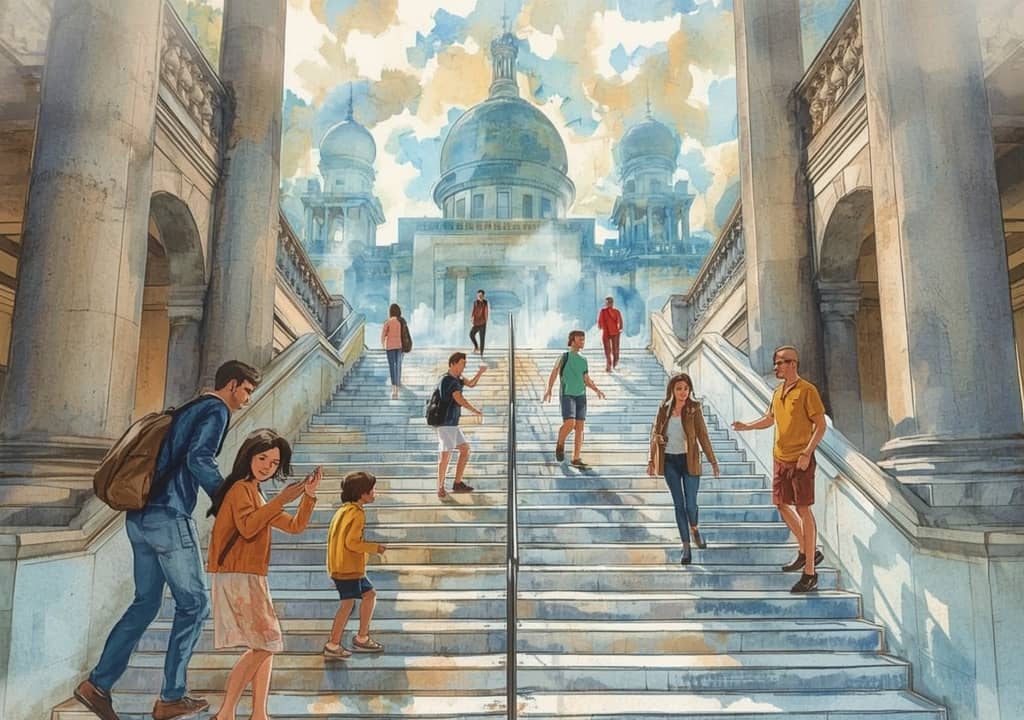 The “echo-step” game on the grand stairways