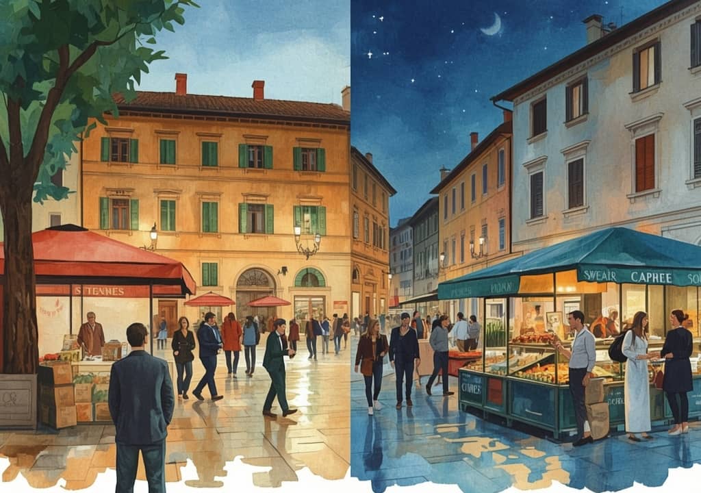 The ‘evening switch’ - market by day, stage by night