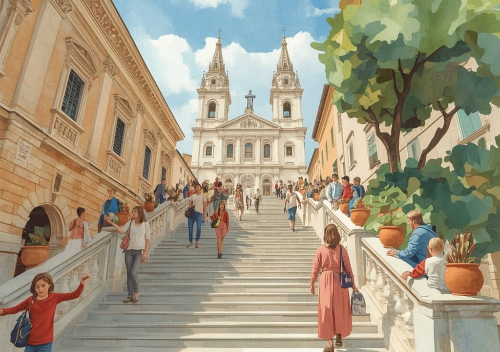 The Holy Stairs: a climb that turns into a cheerful, wordless competition